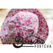 Széles karimájú, rózsaszín, hatszirmos apróvirágos baba, lány, női kalap, sapka, Borsika Portéka