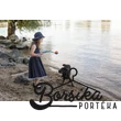Sötétkék, egyvirágos kékfestő, pörgős, lány, nyári ruha, Borsika Portéka