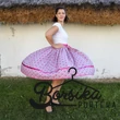 Pink, apró virágos, EXTRA PÖRGŐS, villantós, néptáncos szoknya (440 cm körben)