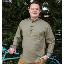 Borsika Portéka - Keki zöld színű, lenvászon férfi ing