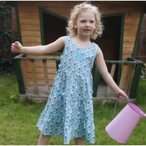 Türkiz, hat szirmos apró virágos nyári ruha