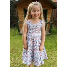 Kislány nyári ruha, fehér alapon virágmintás, Borsika Portéka