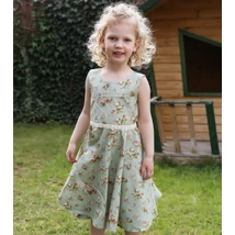 Kislány nyári ruha, virágmintás, halványzöld, Borsika Portéka