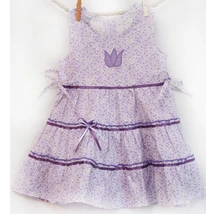 Lila-vajszínű, apró virágos nyári ruha