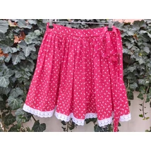 Borsika Portéka - Piros, tulipános PÖRGŐS néptáncos szoknya megkötővel (290 cm)