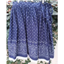 Borsika Portéka - Sötétkék új bordűrös PÖRGŐS néptáncos szoknya megkötővel (290 cm)