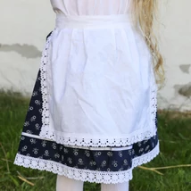 Sötétkék színű, apró virágos, kékfestő mintájú néptáncos szoknya (NEM pörgős, 150 cm körben)