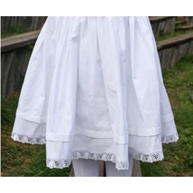 Borsika Portéka - Fehér, vászon, PÖRGŐS néptáncos szoknya,alsószoknya megkötővel (290 cm körben)