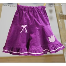 Bíborlila, PÖRGŐS, kordbársony szoknya rózsaszín díszítéssel Bíborlila, PÖRGŐS, kordbársony szoknya rózsaszín díszítéssel