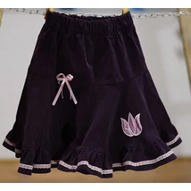 Padlizsánlila, PÖRGŐS, kordbársony, lány szoknya mályva díszítéssel