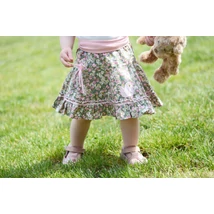 Zöld-rózsaszín, apró virágos, nyári pörgős szoknya