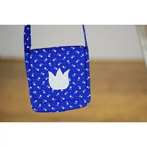 Középkék színű, tulipános, kékfestő mintájú táska Középkék színű, tulipános, kékfestő mintájú táska