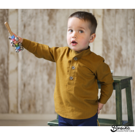 Borsika Portéka - Rozsdabarna színű, lenvászon fiú ing