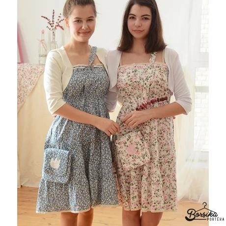 Kék apró virágos tini és női ruha